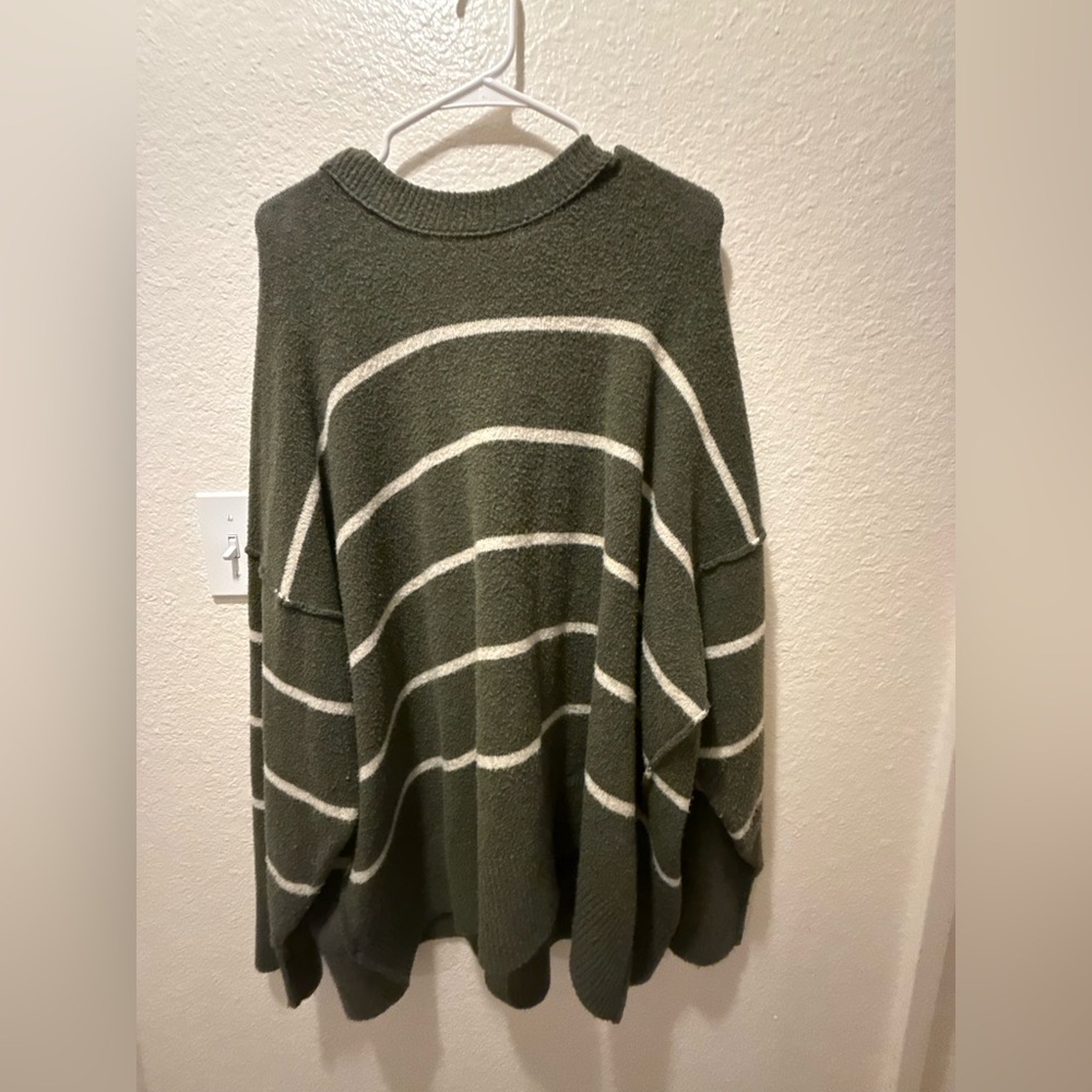 Aerie American Eagle oversized olive green striped sweater XXL